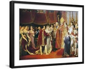 Religious Marriage of Napoleon I and Marie-Louise in Salon Carre at Louvre, on 2 April, 1810-Georges Rouget-Framed Giclee Print