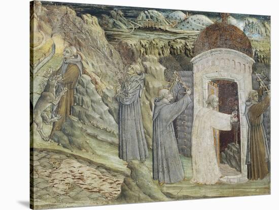 Religious Men Destroying Hut and Breaking Sword-Giovanni di Paolo-Stretched Canvas
