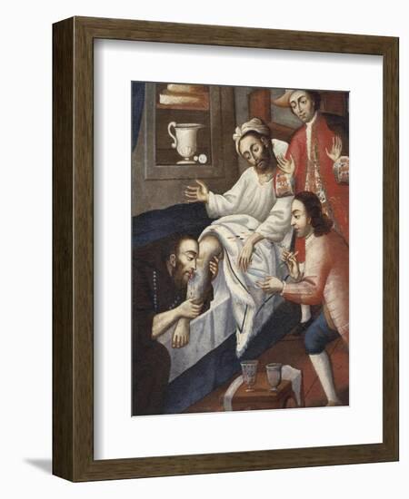 Religious Men Treating a Patient at St. Andrew Hospital, Cuzco-Marcos Zapata-Framed Giclee Print