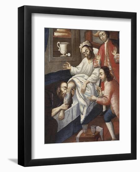 Religious Men Treating a Patient at St. Andrew Hospital, Cuzco-Marcos Zapata-Framed Giclee Print