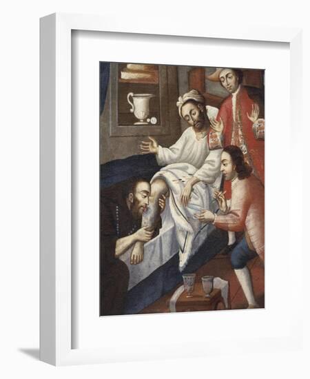 Religious Men Treating a Patient at St. Andrew Hospital, Cuzco-Marcos Zapata-Framed Giclee Print