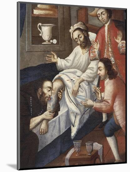 Religious Men Treating a Patient at St. Andrew Hospital, Cuzco-Marcos Zapata-Mounted Giclee Print