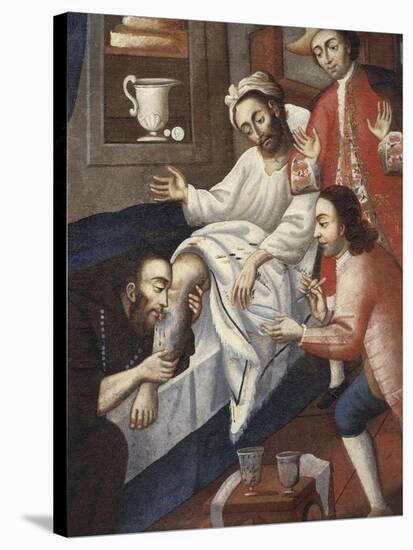 Religious Men Treating a Patient at St. Andrew Hospital, Cuzco-Marcos Zapata-Stretched Canvas