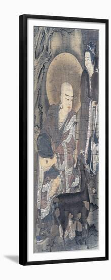 Religious Painting Depicting Young Monk with Doe-null-Framed Giclee Print