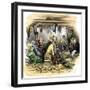 Religious Prayer at a Christian Ceremony Held in a Tent, United States, Years 1850. Colour Engravin-null-Framed Giclee Print