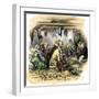 Religious Prayer at a Christian Ceremony Held in a Tent, United States, Years 1850. Colour Engravin-null-Framed Giclee Print