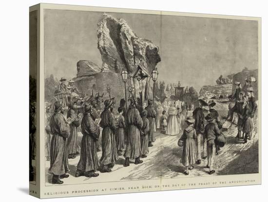 Religious Procession at Cimies, Near Nice, on the Day of the Feast of the Annunciation-null-Stretched Canvas