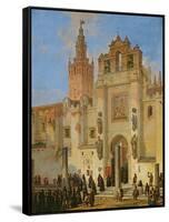 Religious Procession in Seville, 1853-Joachin Dominguez Becquer-Framed Stretched Canvas