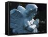 Religious Stone Carving of Angel-null-Framed Stretched Canvas