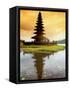 Religious Ulur Danu Temple in Lake Bratan, Bali, Indonesia-Bill Bachmann-Framed Stretched Canvas