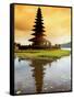 Religious Ulur Danu Temple in Lake Bratan, Bali, Indonesia-Bill Bachmann-Framed Stretched Canvas