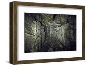 Remains of a room of a bunker on a mountain in a wood in winter in Alsace-Axel Killian-Framed Photographic Print