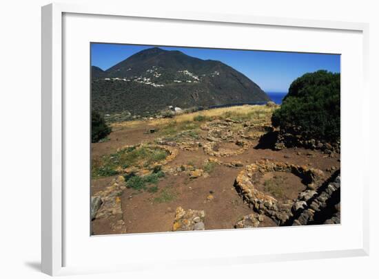 Remains of Oval Huts, Prehistoric Village of Capo Graziano, Aeolian Islands, Sicily, Italy-null-Framed Giclee Print