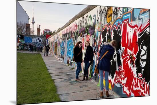 Remains of the Berlin Wall at the East Side Gallery in Berlin, Germany-null-Mounted Art Print