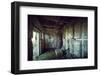 Remains of the interior of a bunker on a mountain in a wood in winter in Alsace-Axel Killian-Framed Photographic Print