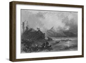 Remains of the Port of Seleucia, Near Suadeah, Mount Casius in the Distance-William Henry Bartlett-Framed Giclee Print