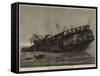 Remains of the Warspite Training-Ship at Low Tide-null-Framed Stretched Canvas