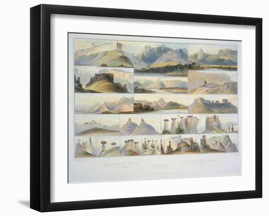 Remarkable Hills on the Upper Missouri, Engraved by F. Salathe, Publishes in 1839-Karl Bodmer-Framed Giclee Print