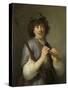 Rembrandt as Shepherd with Staff and Flute-Govert Flinck-Stretched Canvas