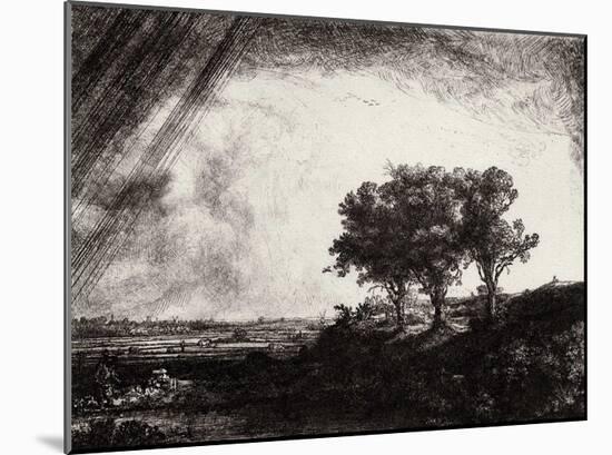 Rembrandt Harmensz. van Rijn (Landscape with three trees) Art Poster Print-null-Mounted Poster