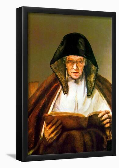 Rembrandt Old Woman Reading Art Print Poster-null-Framed Poster