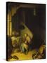 Rembrandt's Mother at the Spinning Wheel-Gerrit Dou-Stretched Canvas