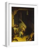 Rembrandt's Mother at the Spinning Wheel-Gerrit Dou-Framed Giclee Print