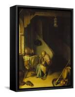 Rembrandt's Mother at the Spinning Wheel-Gerrit Dou-Framed Stretched Canvas