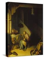 Rembrandt's Mother at the Spinning Wheel-Gerrit Dou-Stretched Canvas