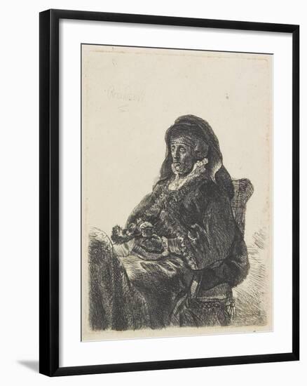 Rembrandt's Mother in Widow's Dress and Black Gloves, C.1632-35-Rembrandt van Rijn-Framed Giclee Print