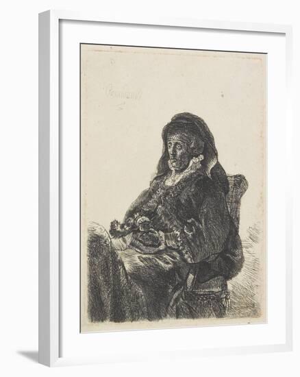 Rembrandt's Mother in Widow's Dress and Black Gloves, C.1632-35-Rembrandt van Rijn-Framed Giclee Print