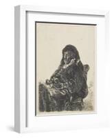 Rembrandt's Mother in Widow's Dress and Black Gloves, C.1632-35-Rembrandt van Rijn-Framed Giclee Print