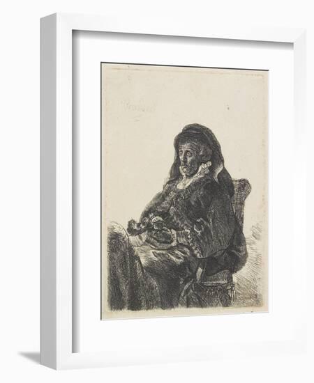 Rembrandt's Mother in Widow's Dress and Black Gloves, C.1632-35-Rembrandt van Rijn-Framed Giclee Print