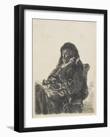 Rembrandt's Mother in Widow's Dress and Black Gloves, C.1632-35-Rembrandt van Rijn-Framed Giclee Print