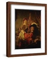 Rembrandt (Self-Portrait) and Saskia in the Parable of the Prodigal Son, 1635-39-Rembrandt van Rijn-Framed Giclee Print