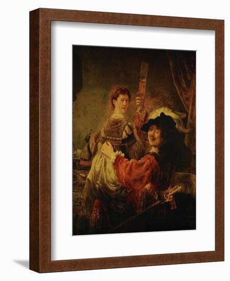 Rembrandt (Self-Portrait) and Saskia in the Parable of the Prodigal Son, 1635-39-Rembrandt van Rijn-Framed Giclee Print