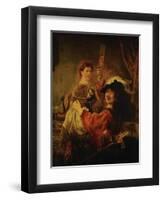 Rembrandt (Self-Portrait) and Saskia in the Parable of the Prodigal Son, 1635-39-Rembrandt van Rijn-Framed Giclee Print