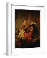 Rembrandt (Self-Portrait) and Saskia in the Parable of the Prodigal Son, 1635-39-Rembrandt van Rijn-Framed Giclee Print