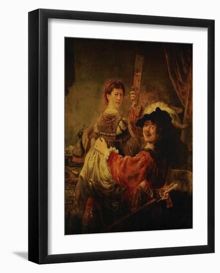 Rembrandt (Self-Portrait) and Saskia in the Parable of the Prodigal Son, 1635-39-Rembrandt van Rijn-Framed Giclee Print