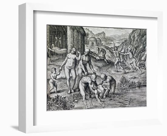 Remedies Used by Natives Against Disease, Engraving from Historia America-Theodor de Bry-Framed Giclee Print