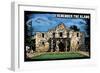 Remember the Alamo - Scratchboard-Lantern Press-Framed Art Print