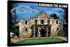 Remember the Alamo - Scratchboard-Lantern Press-Stretched Canvas