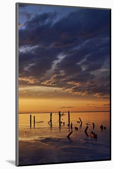 Remnants of an Old Pier Poke Out at the Great Salt Lake in Utah Near Saltair-Clint Losee-Mounted Photographic Print