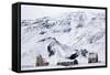 Remote Church and Farm Buildings in Snow-Covered Winter Landscape, Snaefellsness Peninsula, Iceland-Lee Frost-Framed Stretched Canvas