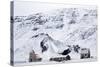 Remote Church and Farm Buildings in Snow-Covered Winter Landscape, Snaefellsness Peninsula, Iceland-Lee Frost-Stretched Canvas