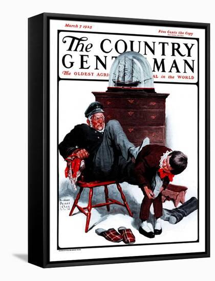 "Removing Sailor's Boots," Country Gentleman Cover, March 7, 1925-William Meade Prince-Framed Stretched Canvas