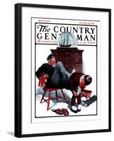 "Removing Sailor's Boots," Country Gentleman Cover, March 7, 1925-William Meade Prince-Framed Giclee Print