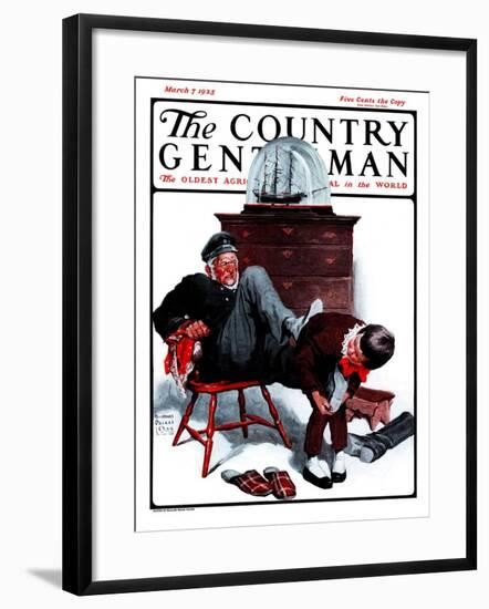 "Removing Sailor's Boots," Country Gentleman Cover, March 7, 1925-William Meade Prince-Framed Giclee Print