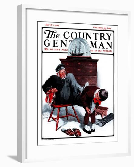 "Removing Sailor's Boots," Country Gentleman Cover, March 7, 1925-William Meade Prince-Framed Giclee Print