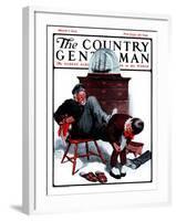 "Removing Sailor's Boots," Country Gentleman Cover, March 7, 1925-William Meade Prince-Framed Giclee Print